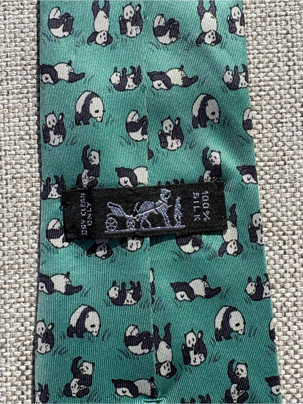 Hermès Panda Silk Tie Vintage 7362 PA Made in France Rare